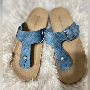 CL by Laundry Women's Sandals in Blue with Textured Strap